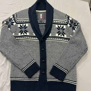 Jeans By Buffalo Cardigan Shawl Button Knit Sweater Men L Grandpa Acrylic Wool